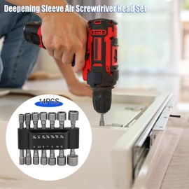 Nutmanel Socket Spanner, Socket Adapter, Hex Shank Metric Nut Driver Set, Extension for Cordless Screwdriver, Set of 14, Magnetic, Tool (Chrome Vanadium Steel)