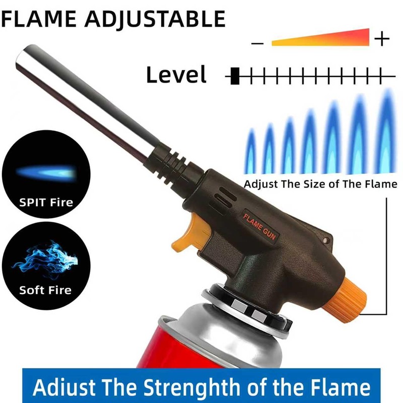 Professional Butane Torch Head, Black and Orange, Gas Canister Compatible,