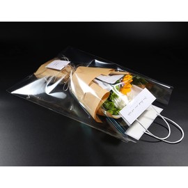 10Pcs Transparent Bouquet Gift Bag Waterproof Flower Tote Bags Clear Handbag Carrier Bags with Handle Large PVC Flower Packing Bags for Plant Flower Valentine's Day Lover Birthday Wedding Anniversary