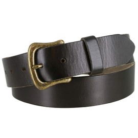BS040-CX152 Genuine Full Grain One-Piece 100% Leather Belt With Polished Solid Brass Buckle 1-1/2"(38mm) Wide (Black, 40)