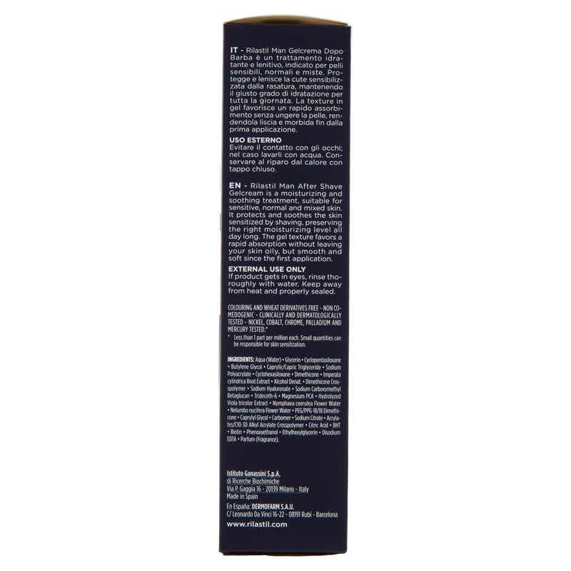 Rilastil Man Gel Crema Dopobarba, Trattamento Idratante e Riequilibrante, Pelli