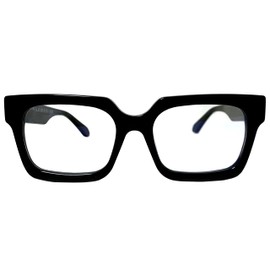 meSmart Original PIXEF Mt. Fuji Glasses, Black Rimmed Glasses, Large Size, Thick Frame, Stylish, Large Size, Wide Frame (Clear)