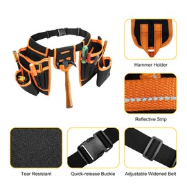 Tool Belt, MDSTOP Magnetic Tool Pouch, Heavy Duty Padded Tool Belts for Men, Detachable & Adjustable Tool Pouch Bag, Electrician Tool Pouch, Carpenter Tool Belt, for Electrician,Carpenter,Work Apron