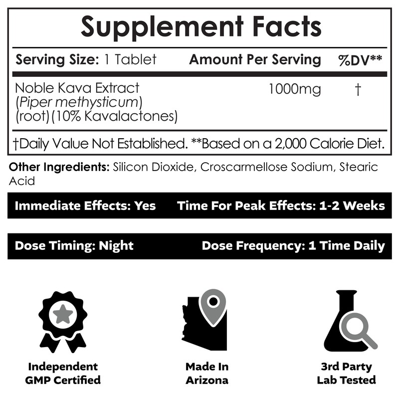 Nootropics Depot High Bioavailability Noble Kava Tablets | 1,000mg |