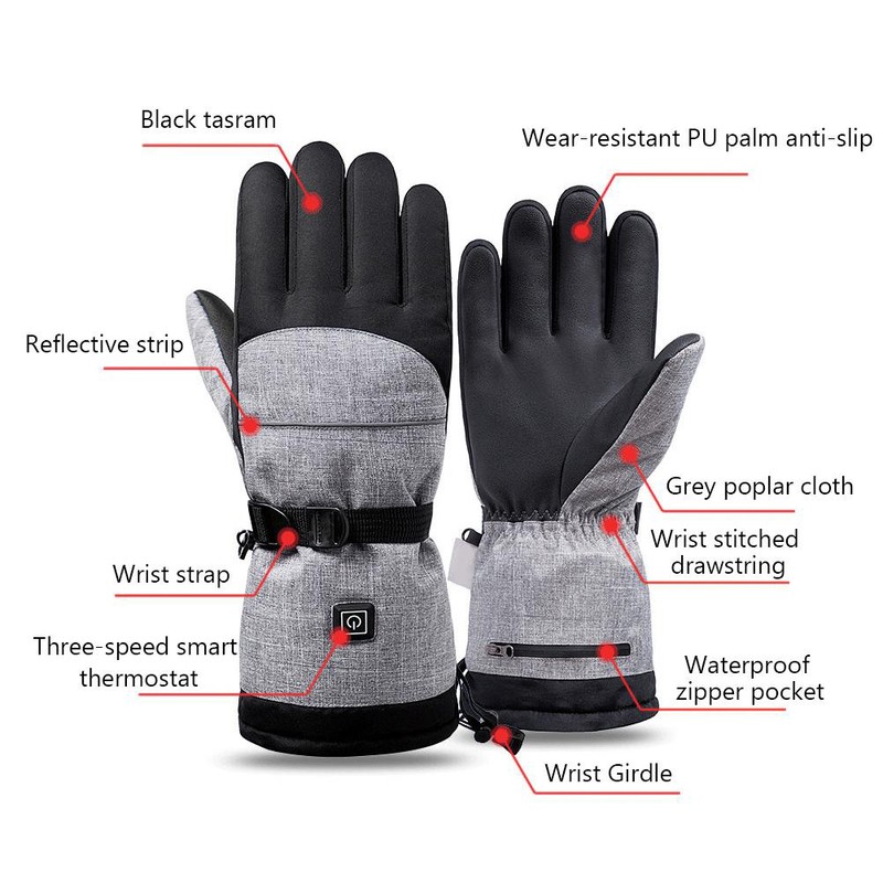 Smart USB Electric Heating Gloves Winter Outdoor Warm Windproof Sport