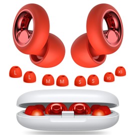 Vosaf Ear Plugs for Sleeping Noise Cancelling, Soft Ear Plugs for Concert, 45dB Reusable for Noise Reduction with 8 Ear Tips, Silicone Hearing Protection Earplugs for Sleep, Work (Red)