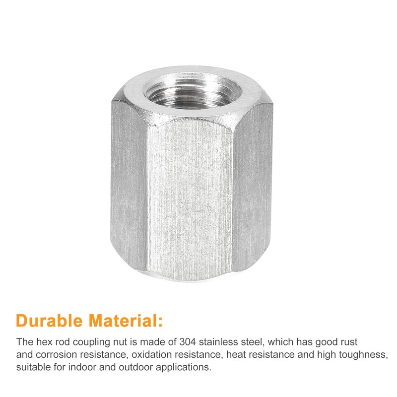 sourcing map M16 x 2-Pitch 30mm Length Coupling Nuts, 1pcs