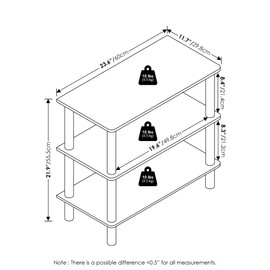 Furinno Turn-N-Tube 23-Inch 3-Tier Freestanding Shoe Rack Storage Organizer, White/White