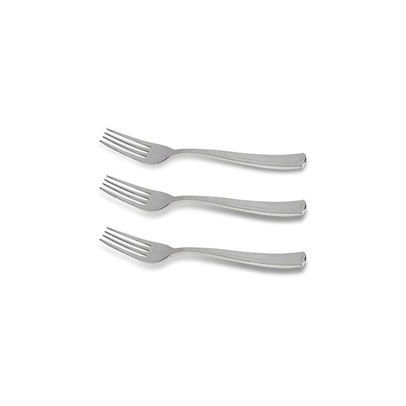 Kaya Shiny Metallic Silver Plastic Disposable Forks (24 Count) -