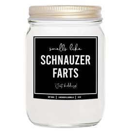 YouNique Schnauzer Lover Gifts - Dog Fart Candle 8oz - White, Black Schnauzer Gifts for Women, Men - Schnauzer Mom, Schnauzer Dad Gifts, Schnauzer Gift, Decor, Ornament, Items (Mahogany Teakwood)