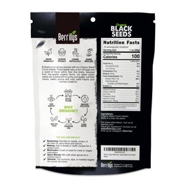 Berrilys Black Cumin Seeds – USDA Certified Organic Nigella Sativa – Kalonji for Baking, Seasoning, and Cooking Dishes – Nutrient-Packed Spice, Versatile Herb for Recipes and Meal Preparation – 16oz
