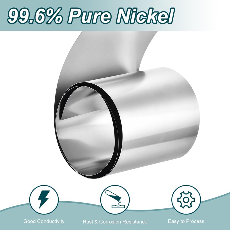 sourcing map 1 Pcs Pure Nickel Sheet, 99.6% Pure Nickel