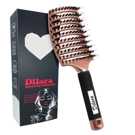 Premium Boar Bristle Hair Brush, Detangling Comb for Fine, Thin, Thick and Curly Hair, Hair Styling Brush for Detangling Hair, Professional Detangling Brush for Children and Adults (Rose Gold)
