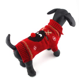PETCARE Dog Christmas Sweater Red Ugly Funny Cute Cartoon Reindeer Cat Sweaters Jumper Holiday Dog Clothes Puppy Sweaters for Small Medium Large Dogs Fall Winter Outfits Xmas Dog Costume