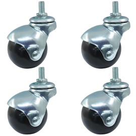 LDEXIN 2 Inch Ball Caster Wheels, Set of 4 Threaded Stem Caster 360 Degree Rotatable Wheels for Furniture Chairs Cabinets, Silver