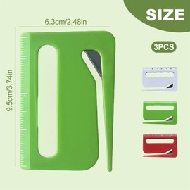 Mrltau 3-in-1 Letter Opener with Ruler and Magnifying Glass, Letter Opener, Foil Cutter, Efficient Mail Opener Tool for Packaging, Post and Paper Cutting (Red + Blue + White)