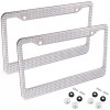 APSG License Plate Frames Bling Glitter White Crystal Rhinestone chrome