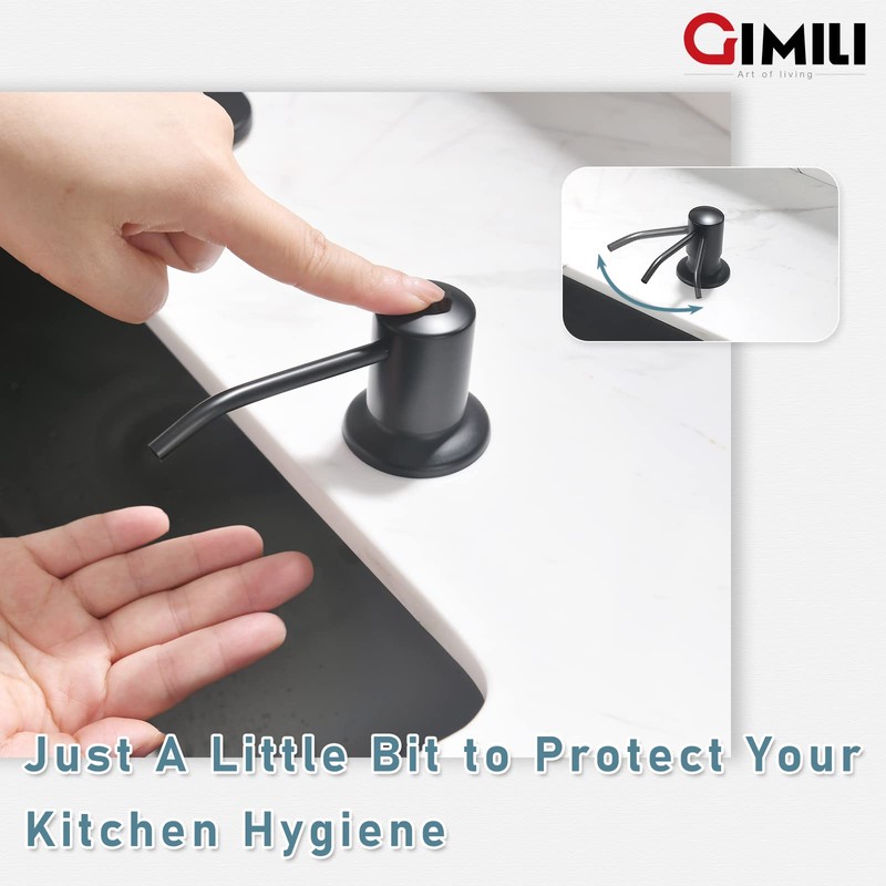 GIMILI Matte Black Kitchen Faucet with Soap Dispenser, Commercial Single