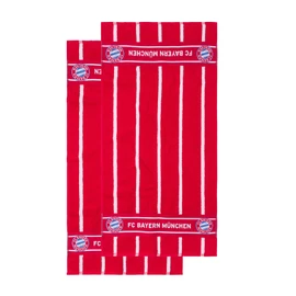 FC Bayern München Hand Towels, Guest Towels, Set of 2, Red/White, 100 x 50 cm