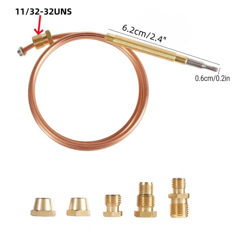 Gas Thermocouple Kit M6x0.75 with Universal Adapter Nuts Replacement 900mm/35.4"
