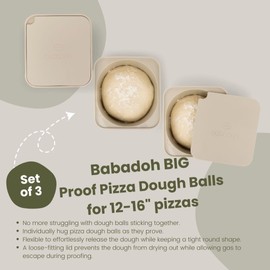 Babadoh Pizza Making Accessories | BIG Pizza Dough Proofing Containers with Lids | Set of 3 | Dough Colour | Big Size (make 12-16" Pizzas)