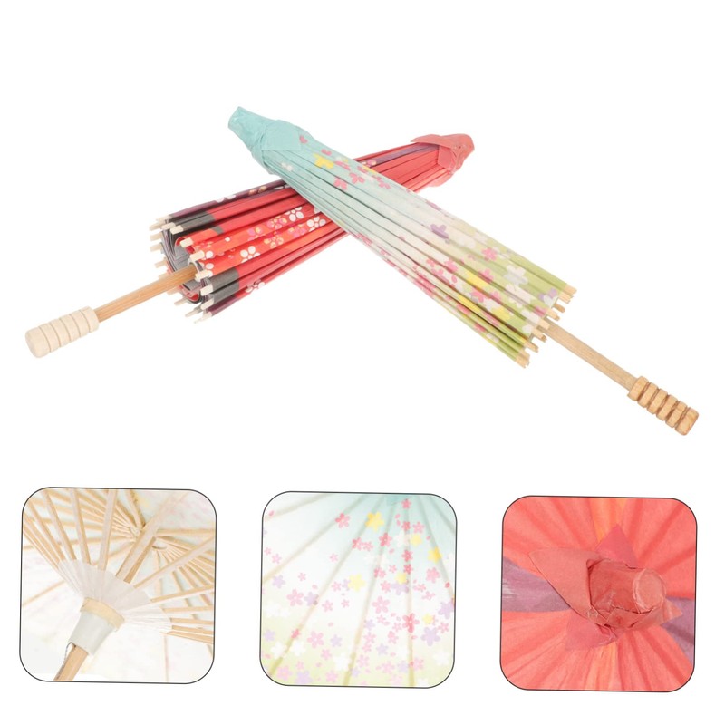 Baluue 2Pcs Unique Japanese Decorative Umbrella Classic Paper Parasol for