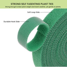 Plant Ties Hook and Loop Garden Tape Roll Gentle Double Sided Garden Stake Strap Reusable Adjustable Nylon Plant Support Ties for Climbing Plants (1/2 Inch x 82 ft, Green)