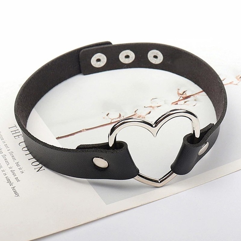 Alisitina Choker Necklace for Women,0.7" Width Soft Love Heart Adjustable
