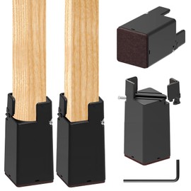 Pack of 4 Furniture Risers, 10 cm, Adjustable Bed Raisers with Screw Clamp, Heavy Duty Chair Risers, Furniture Raisers for 22-42 mm Wide Square & Round Chair Leg (10 cm Black)