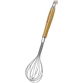 DELISH KITCHEN Pearl Metal Whisk Brown 12" Wooden Handle G-5052