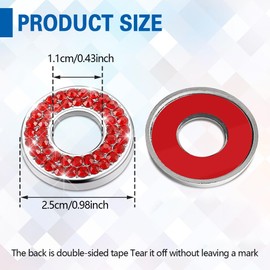 RGOAANC 4PCS Bling Car Inner Door Lock Covers, Automotive Interior Door Handle, Rhinestones Bling Car Pull Rod Bolt Covers, Sparkly Auto Lock Pin Caps for A/B/C/E Class GLC GLA GLK GLA (Red)