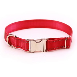 Love Dream Reflective Dog Collar with Metal Buckle, Adjustable Safety Nylon Dog Collars with Heavy Duty Quick Release Buckle for Small Medium Large Dogs, Pet Collar with ID Tag Ring