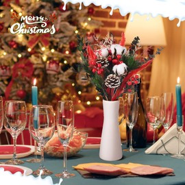 VAIPI 34 Pcs Christmas Dried Flowers Bouquets Christmas Decorations Dry Flower with Artificial Red Berry Stems Pine Cones Pine Branches Eucalyptus for Xmas Vase Floral Arrangements Home Table Decor