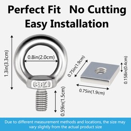 6 Sets Roof Rack T Track Bolts Kits, Contain 304 Stainless Steel Roof Rack T Bolts, M8 Eye Nuts, Track Mount Tie Down Eyelet for Kayak Ski Bike Rail Carrier