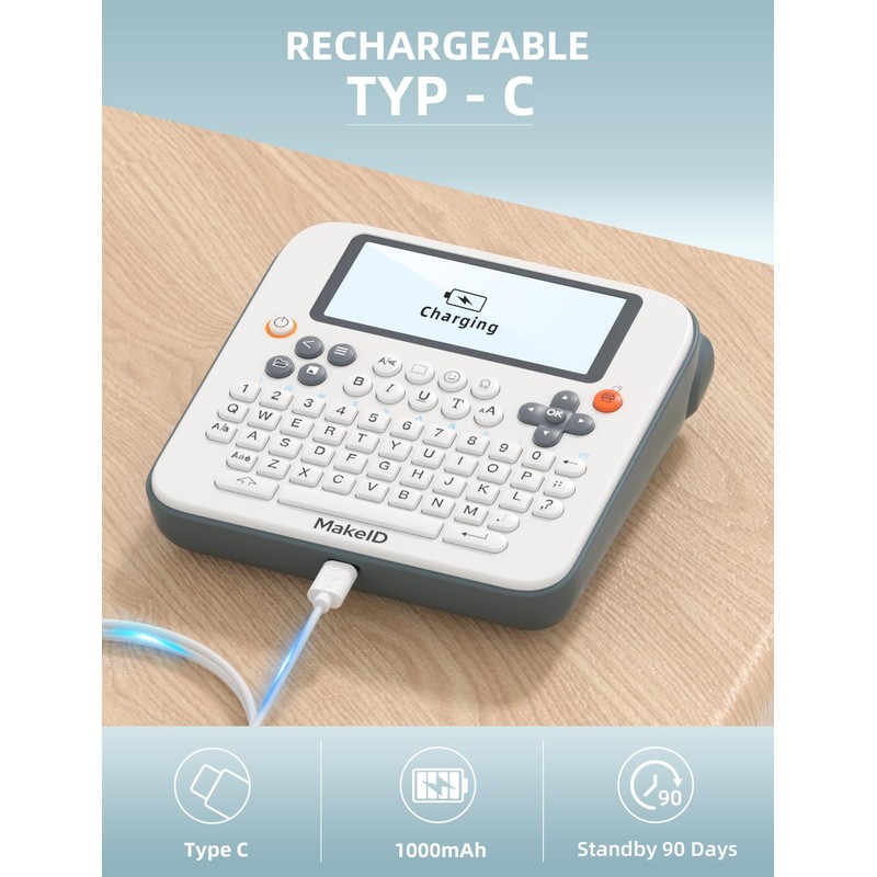 Makeid E1 Label Maker - Bluetooth Rechargeable Label Maker Machine