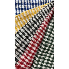 VL® Terry Tea Towels, Super Absorbent Lint Free Kitchen Dish Cloths - 100% Cotton Hotel Quality Tea Towels 5 Pack - Mono Check Glass Cloth Kitchen Accessories (40x60cm, Multicolored)