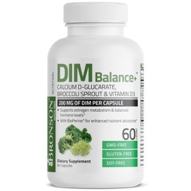 Bronson DIM Balance+ Calcium D-Glucarate, Broccoli Sprouts and Vitamin D3 200 MG of DIM per Capsule Supports Estrogen Metabolism and Balanced Hormone Levels Non-GMO, 60 Vegetarian Capsules