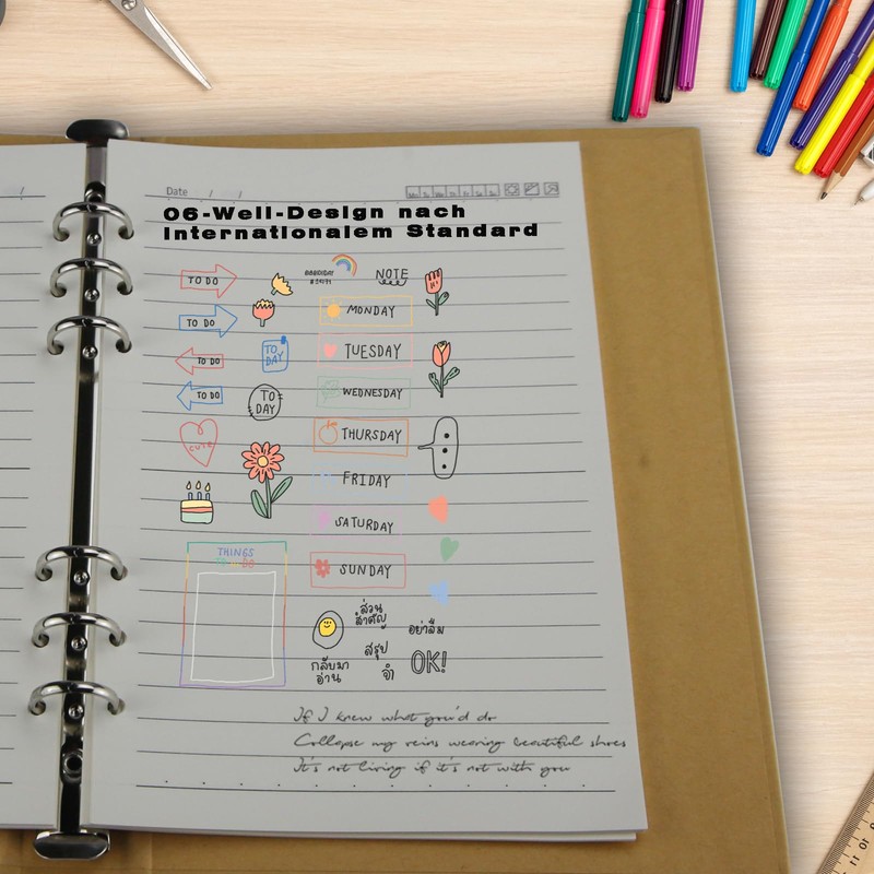 YFLeomry 180 Sheets A5 Line Paper 3 Packs Ring Binder