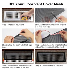 3Pack 400x300mm DIY Floor Vent Covers, PVC Magnetic Vent Covers Air Vent Screen Mesh AC Vent Mesh Cover Register Screen Cover for Floor Wall Ceiling Catch Debris Hair Insect（White）