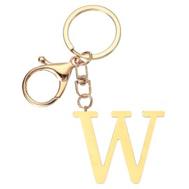 PATIKIL Initial Letter Key Chain, Letter A-Z Keychain Initials Keyring Cute Metal Alphabet Keyrings for Keys Handbag Backpack, Golden (W)