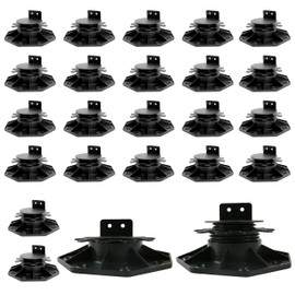 Goldshire 24Pack Adjustable Deck Support Pedestal, Plastic Adjustable Deck Foundation Base, Height Adjustment Raising from 1-3/16" to 2-3/8", Black