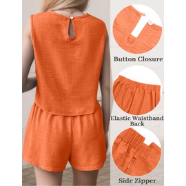 FEOYA Women's Summer Short Sets 2 Piece Lightweight Cropped Tank Tops and Shorts Matching Sets Summer Casual Lounge Outfits