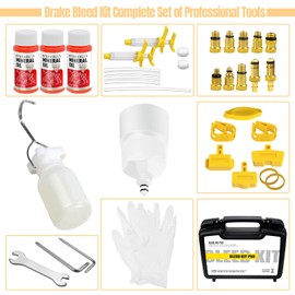Brake Bleed Kit for Shimano,TEKTRO, TRP Hydraulic Disc Brakes, Bike Hydraulic Brake Bleed Kit with 180 ml Mineral Oil Brake Fluid, Metal adapters, for MTB/Road Bike Brake