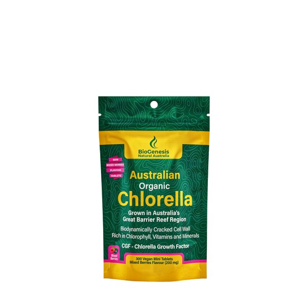 Biogenesis Organic Chlorella Tablets | Natural Australian Grown | Chlorophyll-Rich | Sun-Grown Superfood | Non-GMO | Cracked-Cell Wall | Vegan | Gluten Free