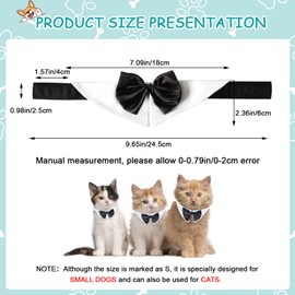 HACRAHO Formal Dog Bow Tie, 1 Piece, White, Adjustable, Formal Pet Costume, Collar with Bow Tie for Wedding Birthday for Small Dogs and Cats, S