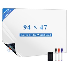 LYZZXI Magnetic Fridge White Board Paper, 94" x 47" Large Dry Erase Board Sheet for Organizer and Planner, Kitchen Refrigerator Whiteboard for Family to-do List, Includes Markers and Eraser