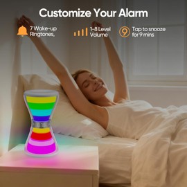 RGB Night Light Alarm Clock, Digital Alarm Clock with Hourglass Shape