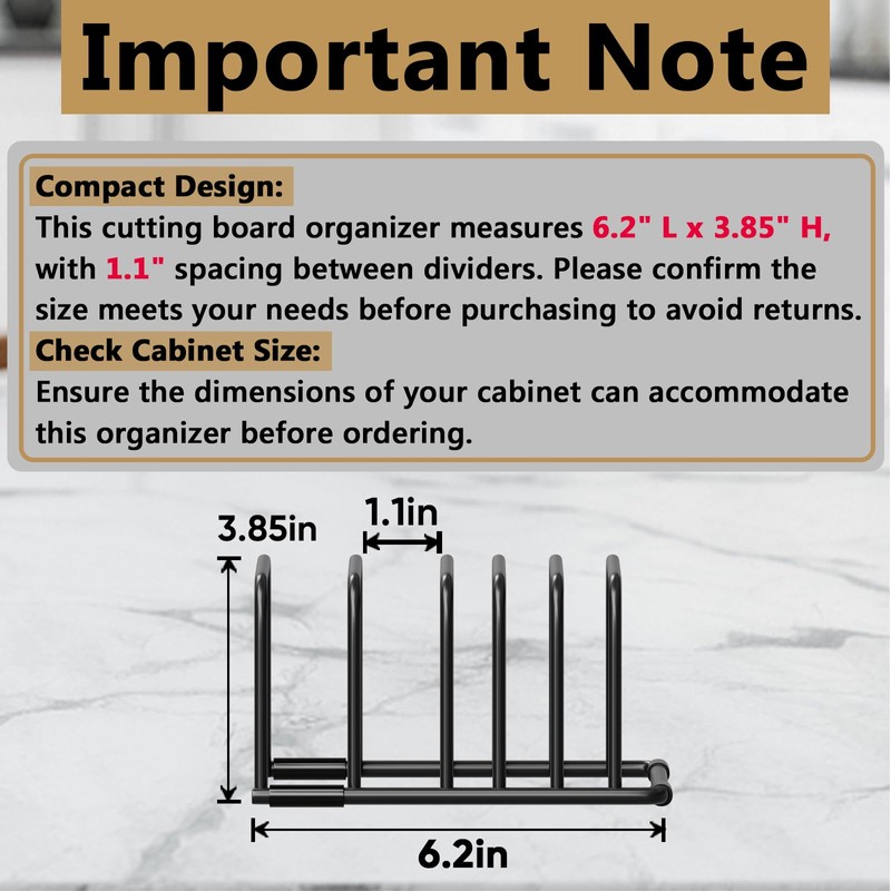 SAGLAU Heavy-Duty 5-Slot Cutting Board Organizer Rack, Space-Saving Kitchen Storage
