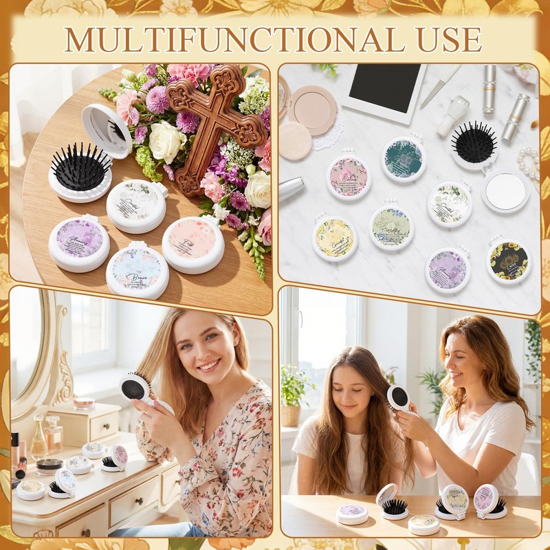 20 Pcs Christian Gifts Bulk for Women, Foldable Hair Brush