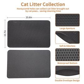 RIZZARI Cat Litter Mat Double Layer Waterproof Urine Proof Trapping Mat 1 Pack